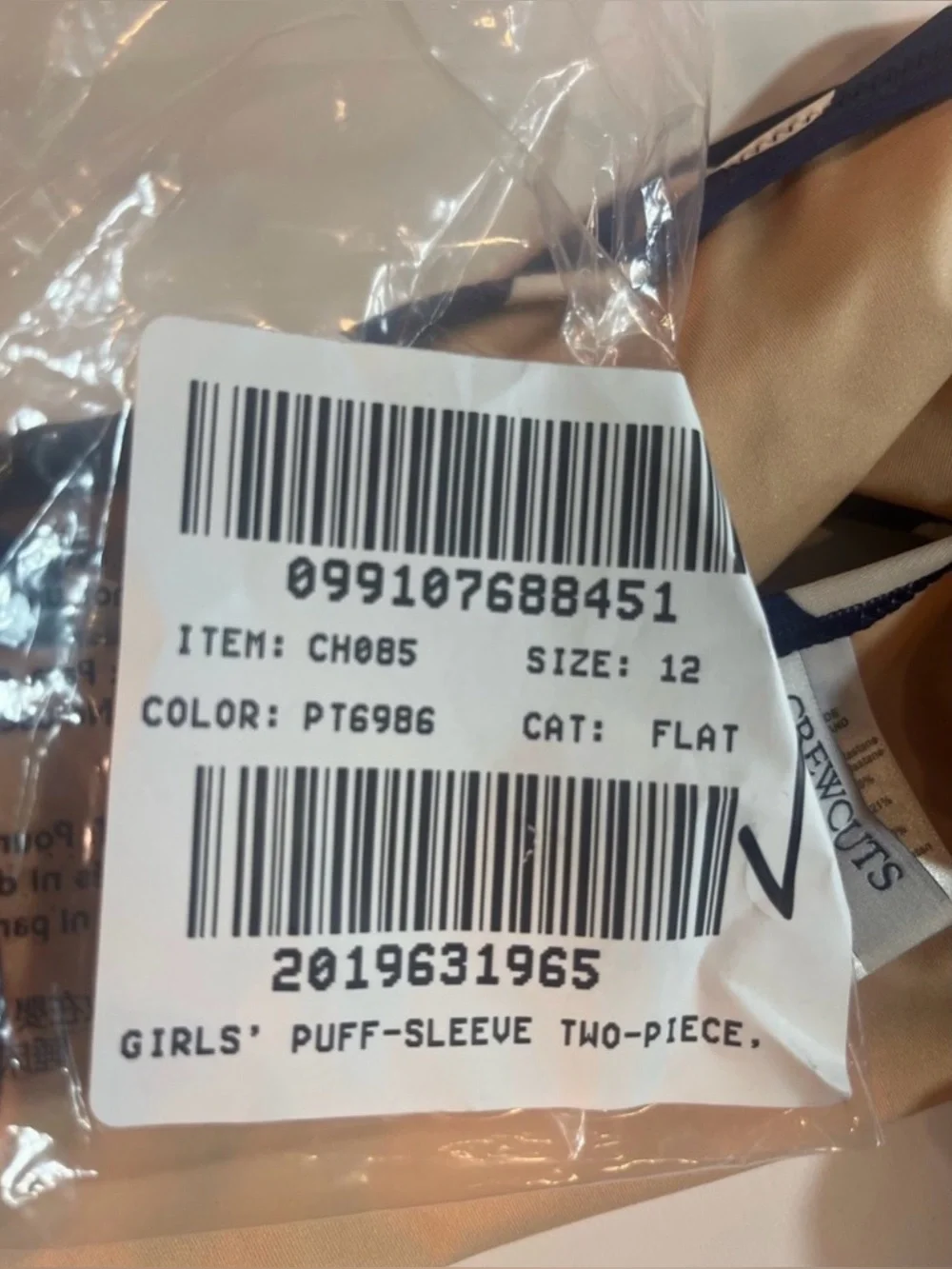 J.Crew NWOT Girls' puff-sleeve two-piece swimsuit